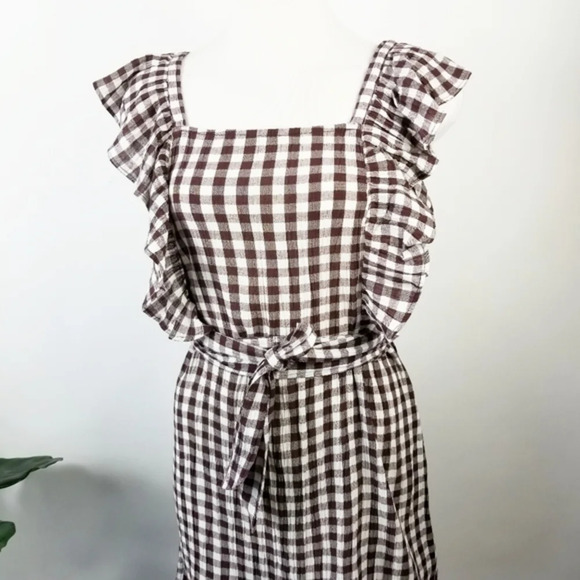 TOPSHOP Gingham Ruffle Mini Dress Sz 8 - Picture 4 of 8